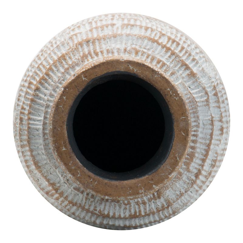 Antique Brown Terracotta Decorative Vase with Whitewashed Finish - Foreside Home & Garden