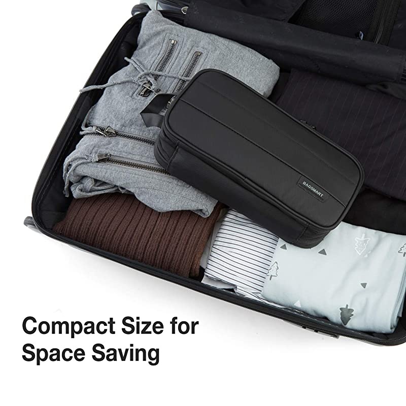 Electronic Organizer for Travel,  Travel Accessories Organizer Bag Large Capacity with Fastening Cable Ties for Tech Gadgets, PC Adaper, Thick Cables, Power Bank, SD Cards, Black