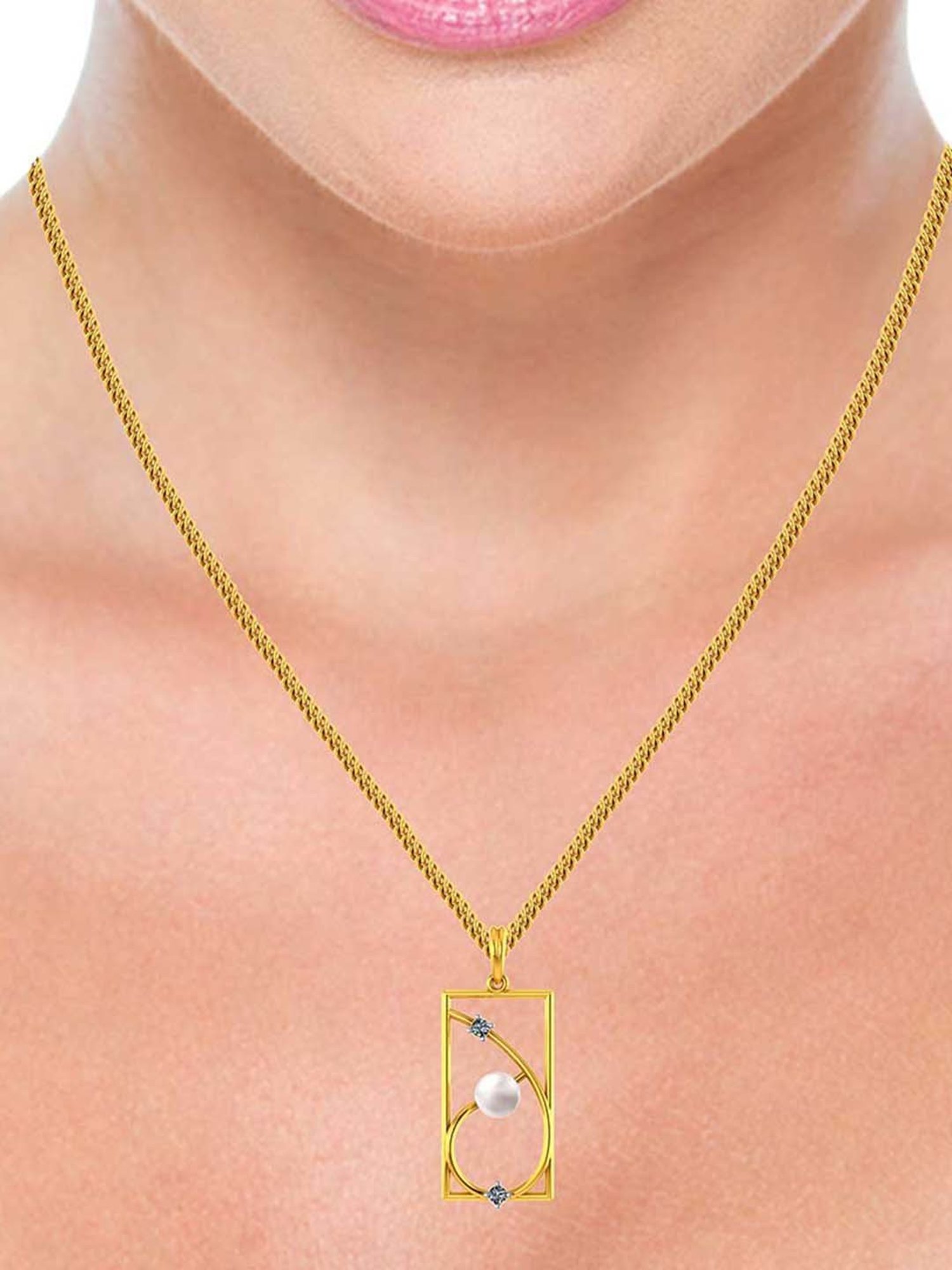 Mia by Tanishq Dual Radiance 18k Gold & Diamond Pendant with Chain