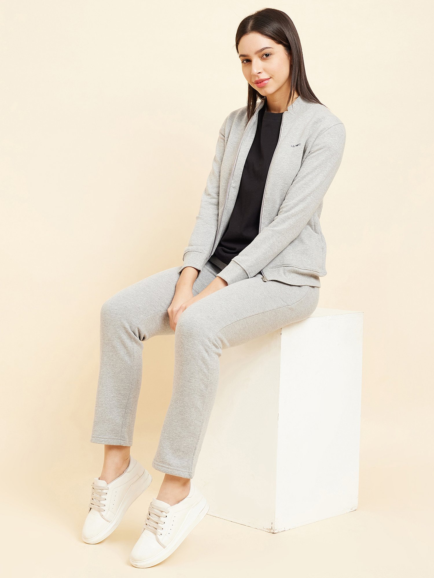Sweet Dreams Grey Regular Fit Sports Jacket Track Pants Set