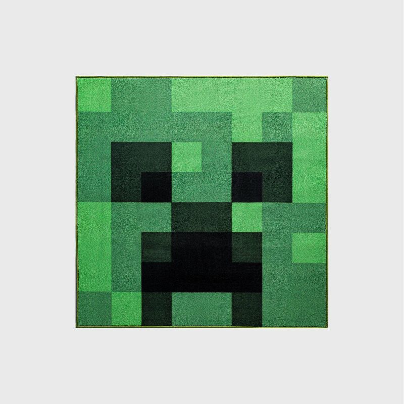 52"x52" Minecraft Creeper Area Rug Green