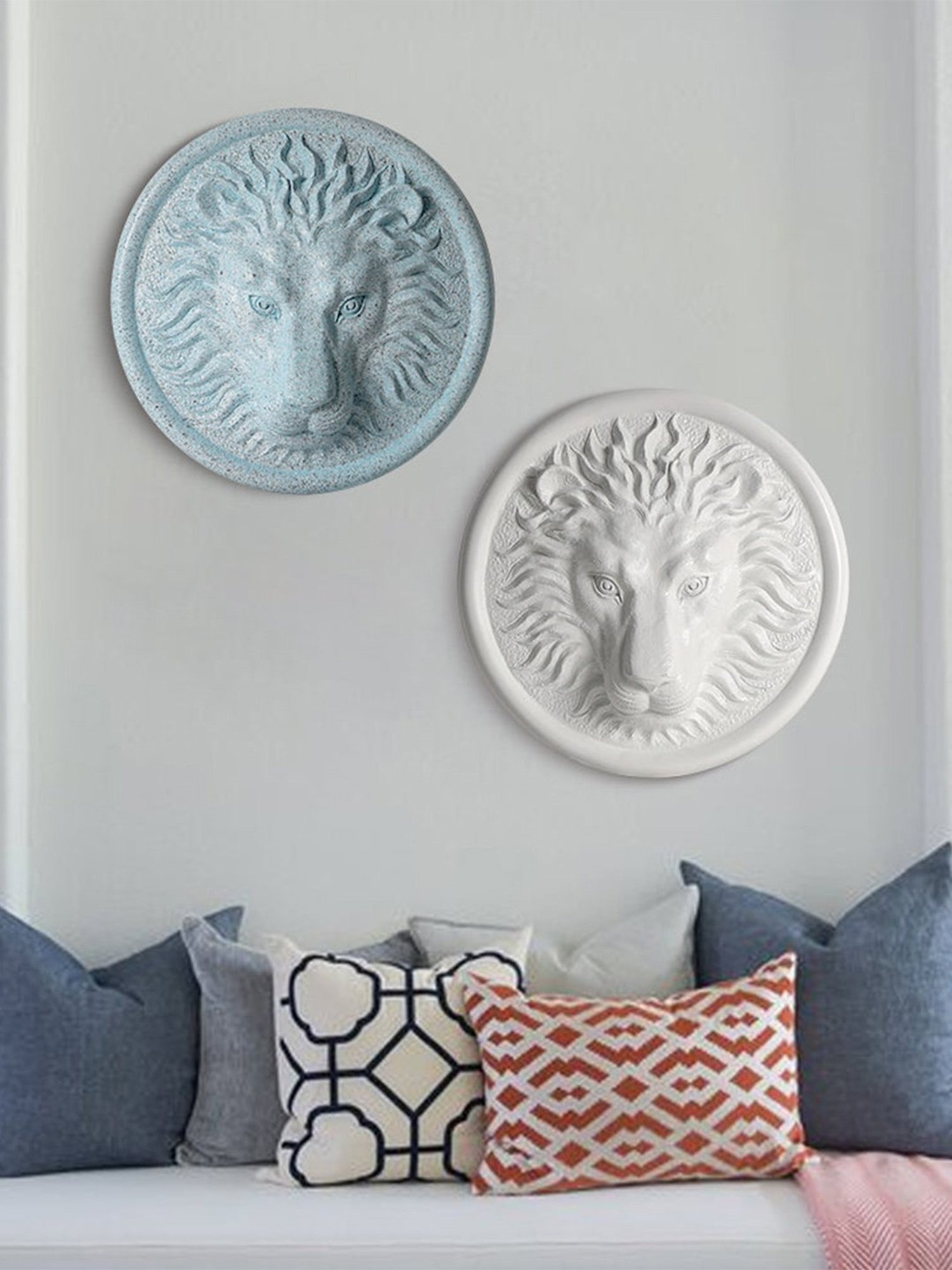 The Artment Blue Resin Surreal Lion Head Wall Art