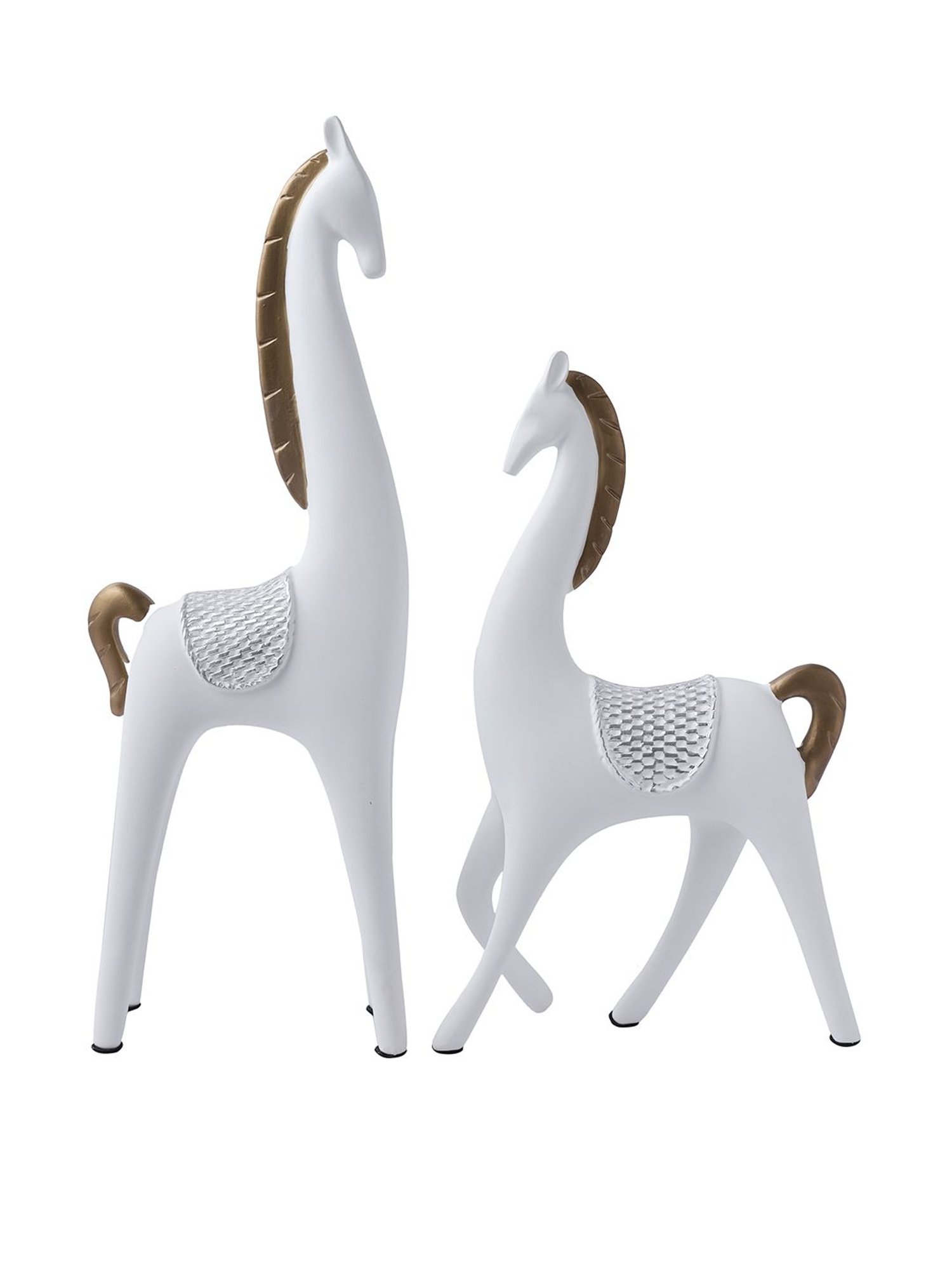 Tayhaa White White Poised Reindeers Figurine Set of 2