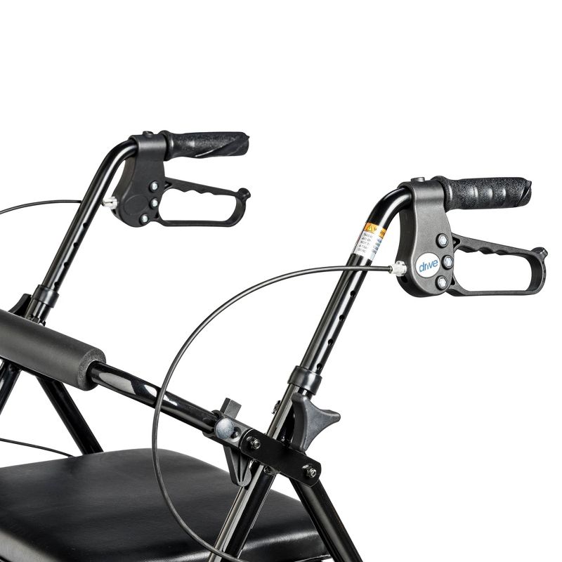 Drive Medical Walker Rollator with 6" Wheels, Fold Up Removable Back Support and Padded Seat, Black