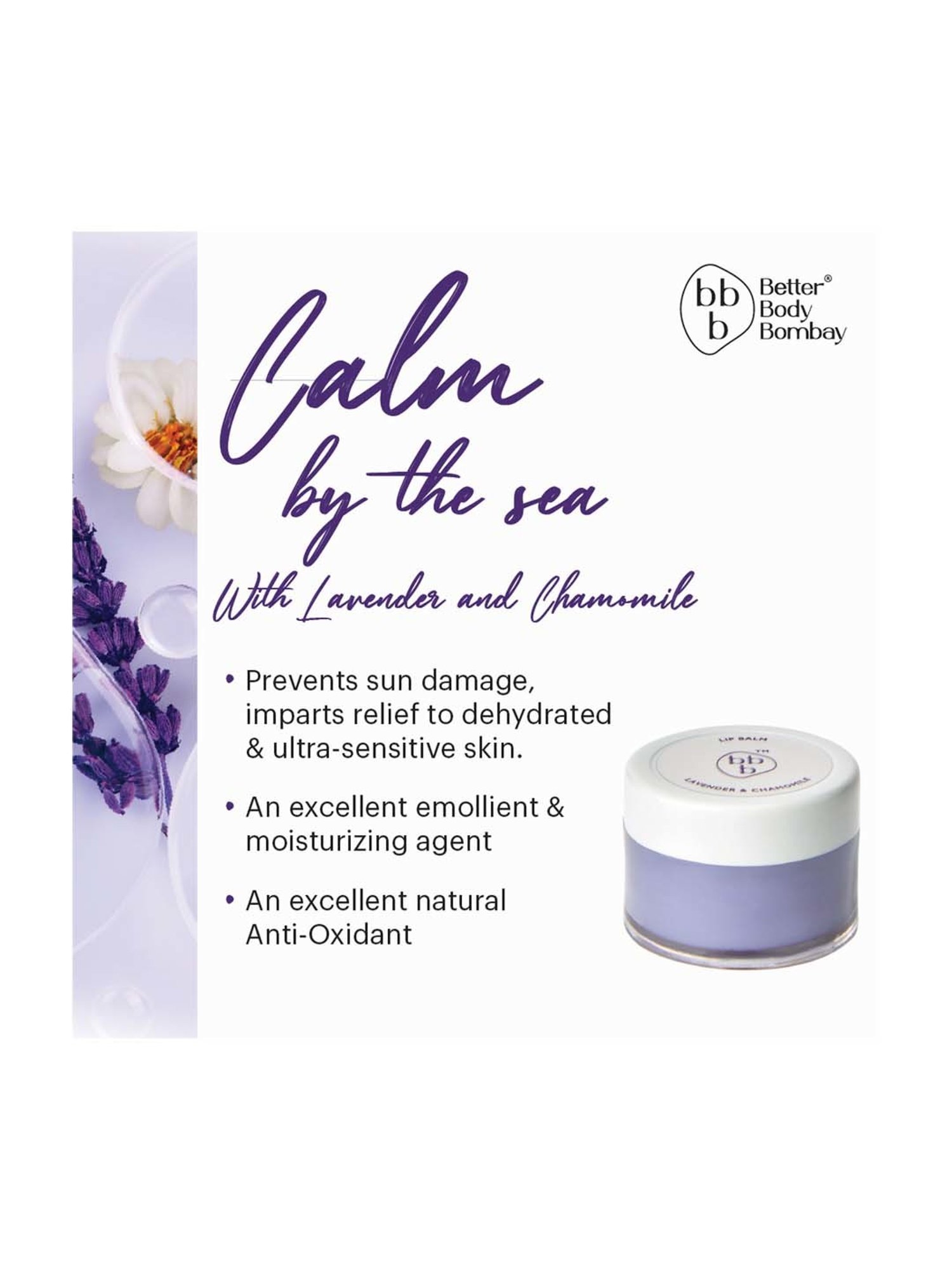 bbb Better Body Bombay Lavender & Chamomile Lip Balm - 10 gm