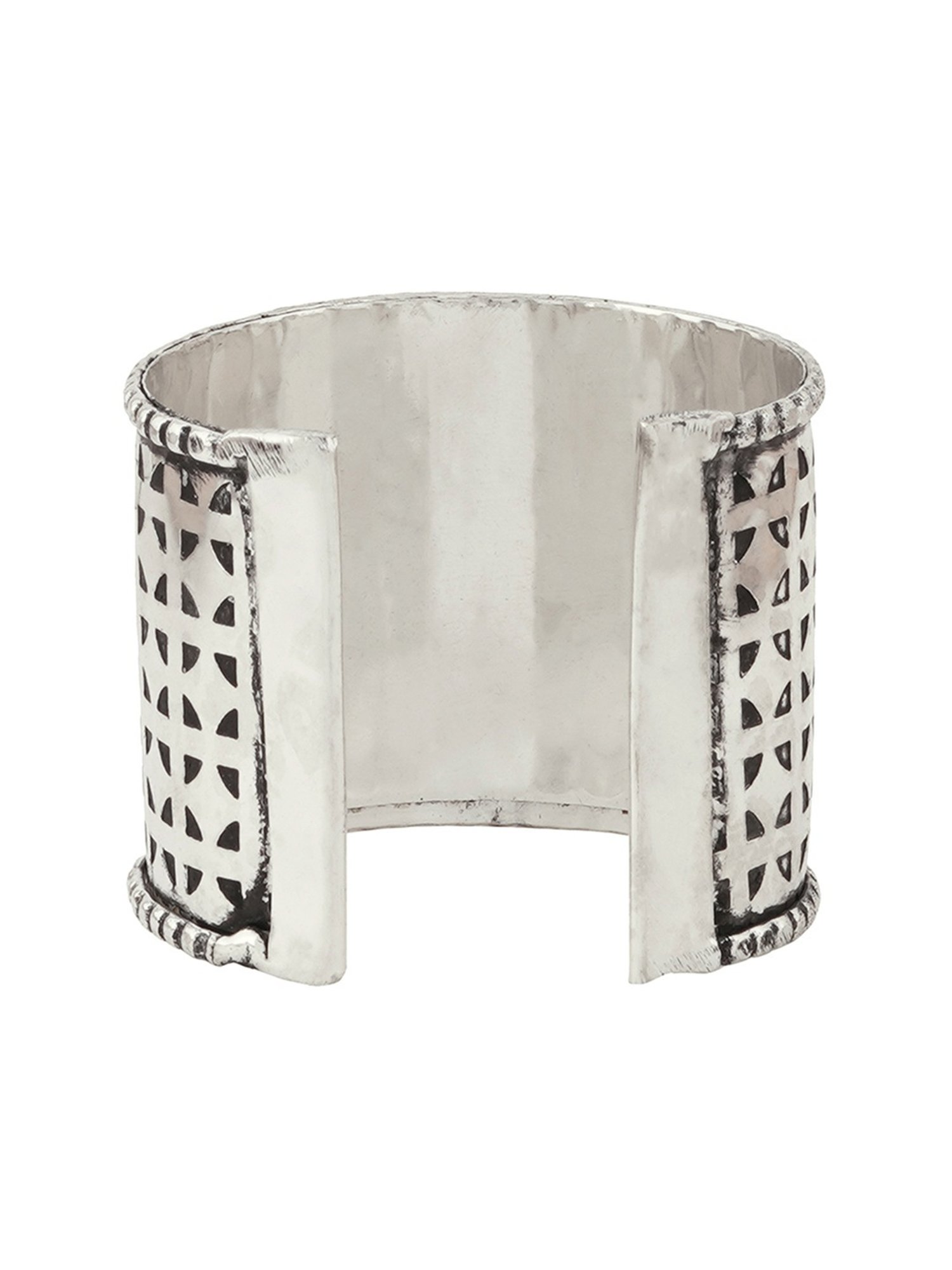 Teejh Fizah Silver Oxidized Cuffs Bracelet