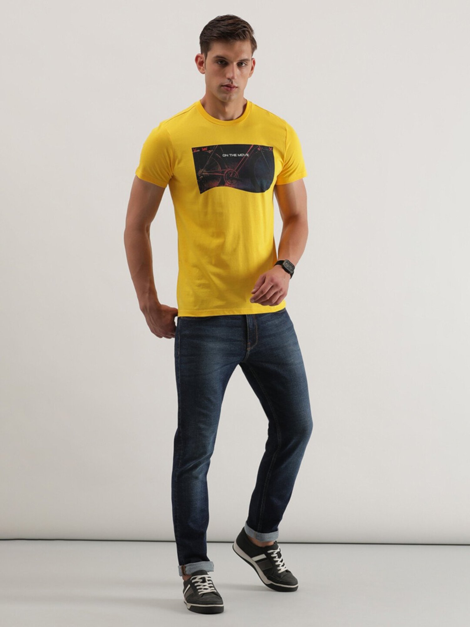 Lee Yellow Slim Fit Graphic Print Crew T-Shirt