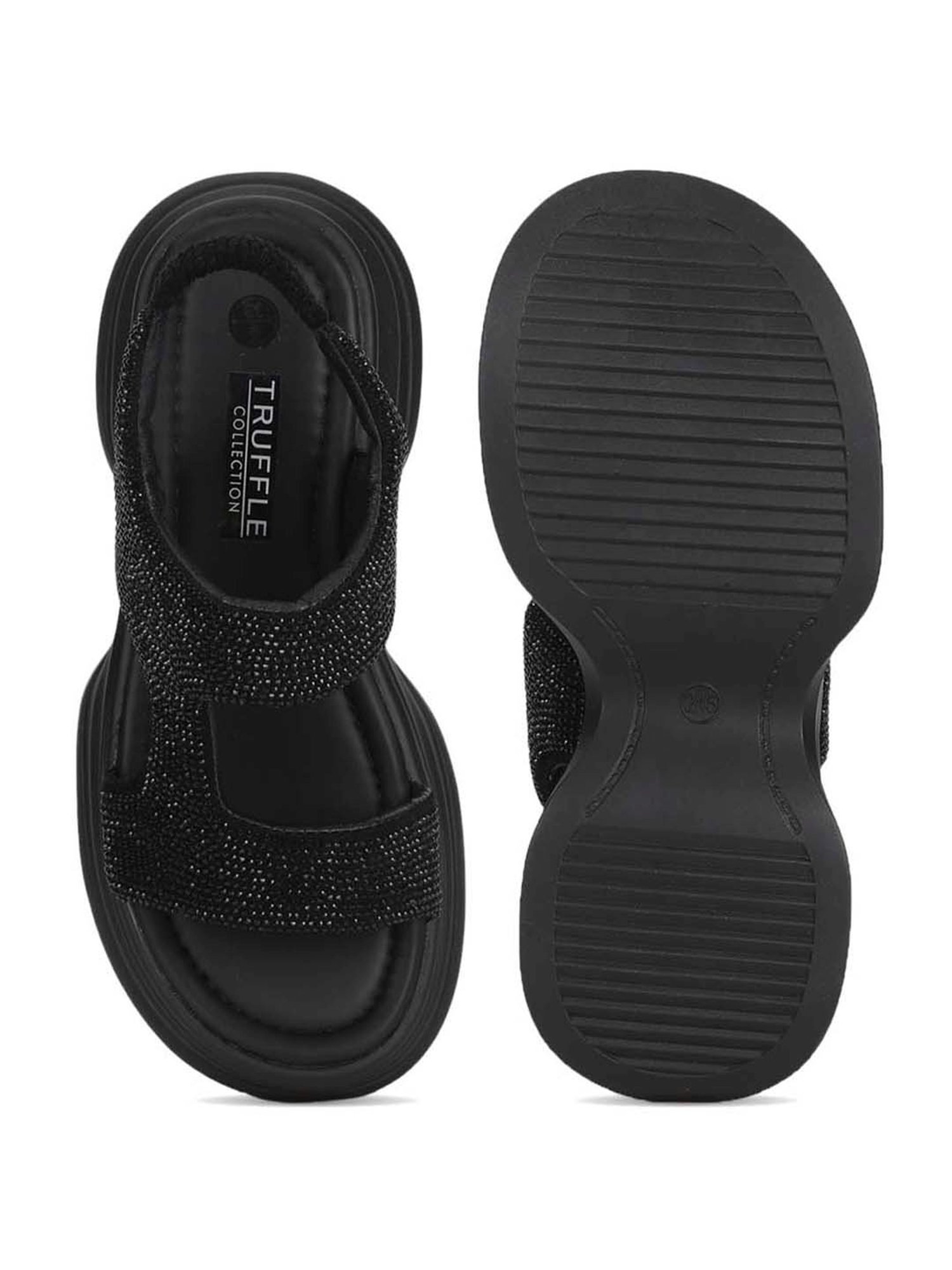 Truffle Collection Women's Black Sling Back Sandals