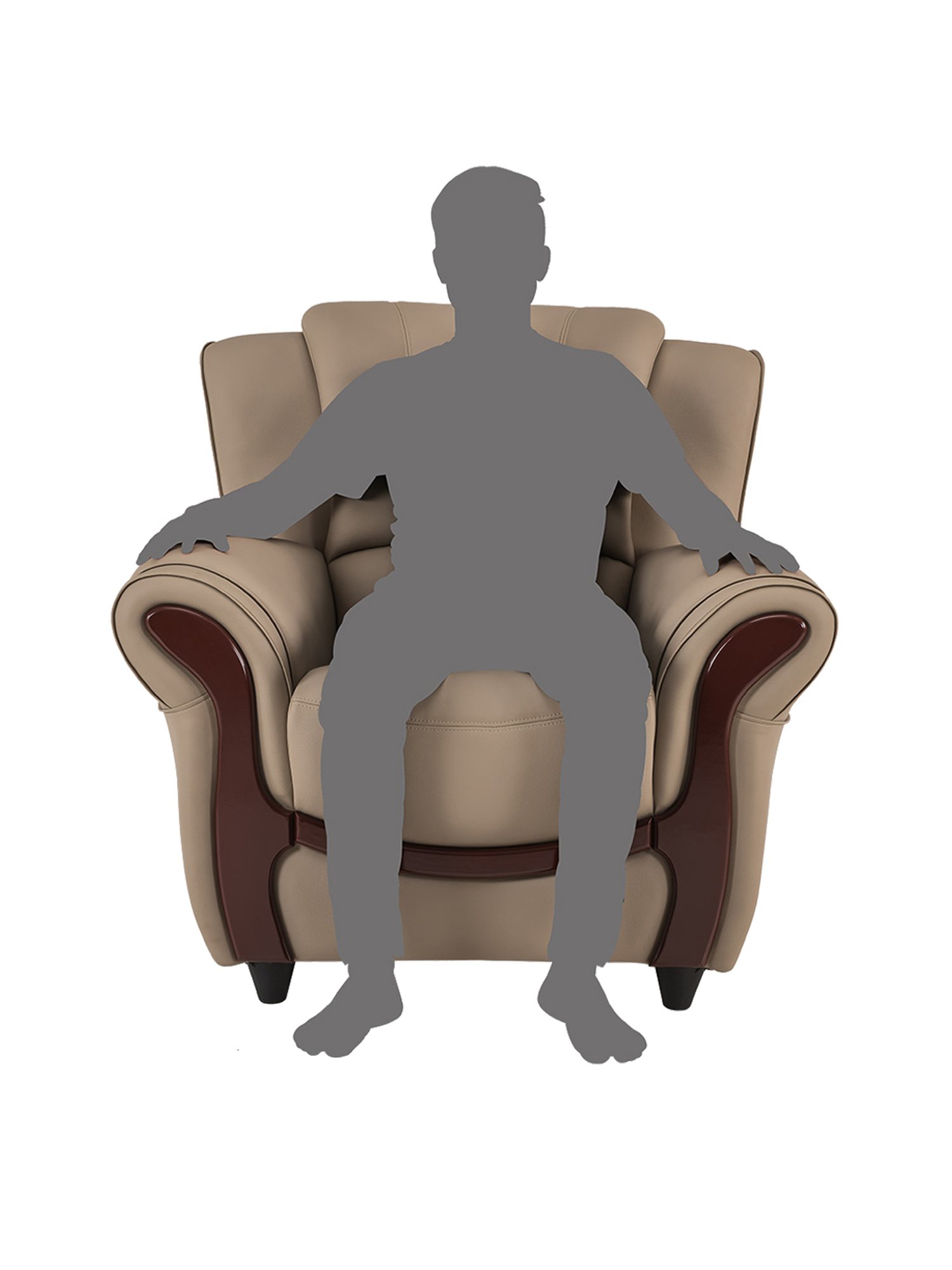 Durian Blos Brown Premium Leatherette 1 Seater Sofa