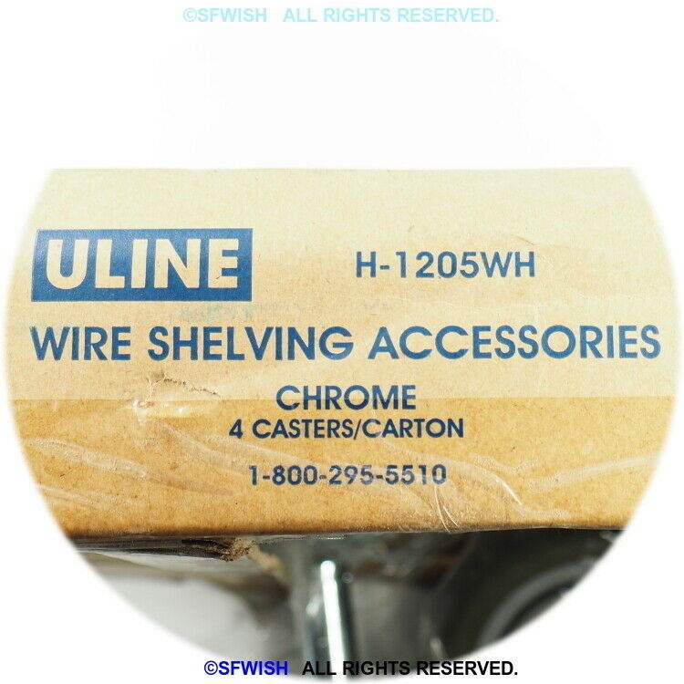 NEW ULINE H-1205WH 5" Polyurethane Casters for Wire Shelving - Set of 4, Chrome