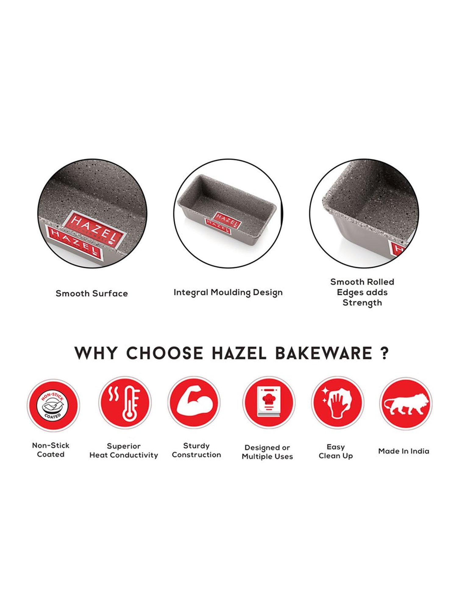 HAZEL Grey Aluminium Bread Loaf Baking Tin - Set of 1