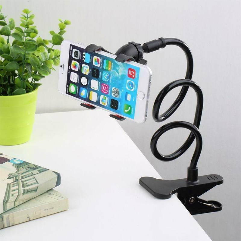 Gooseneck Bed Phone Holder Mount, Flexible Long Arm Clip Clamp for Desk, Lazy Bracket Bedside Stand, Compatible with iPhone X/8/7/6/6s/5 Samsung S8/S7 - Dark Blue