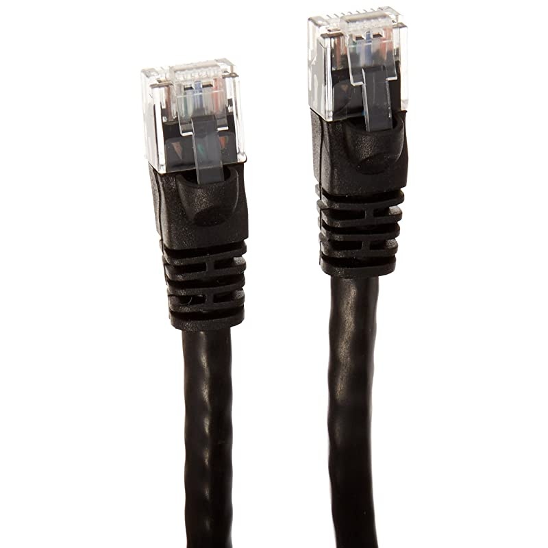 102288 Cat6 Ethernet Patch Cable - Network Internet Cord - RJ45, Stranded, 550Mhz, UTP, Pure Bare Copper Wire, 24AWG, 1ft, Black