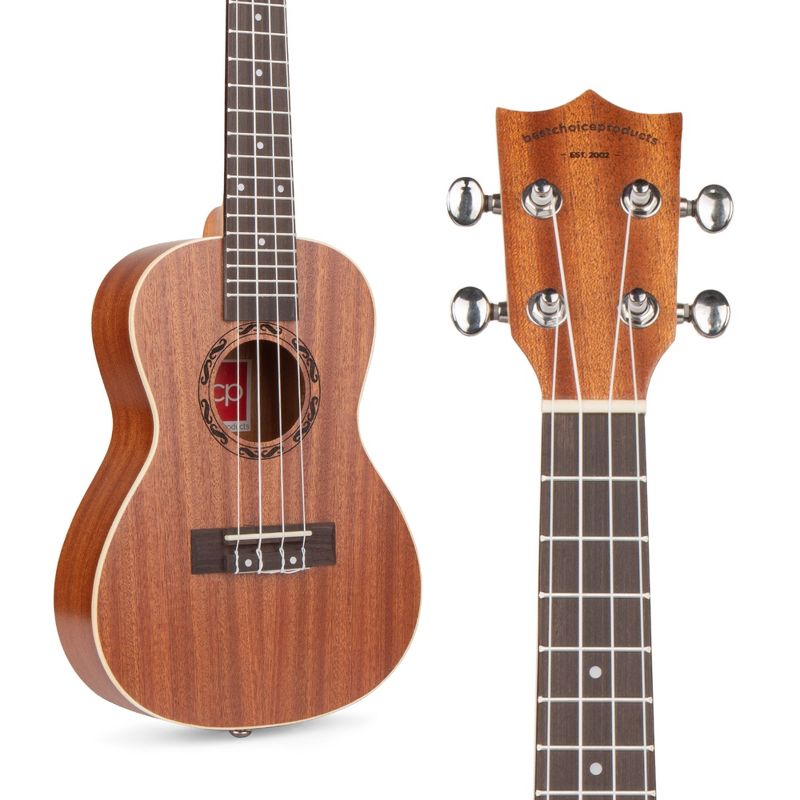 Best Choice Products 23in Acoustic Concert Sapele Ukulele Starter Kit w/ Gig Bag, Strap, Picks, Electric Tuner