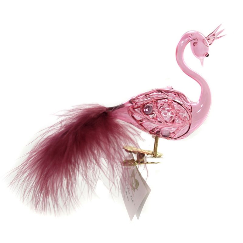 Golden Bell Collection 4.25" Iridescent Mauve Peacock Ornament Clip On See Thru Bird  -  Tree Ornaments