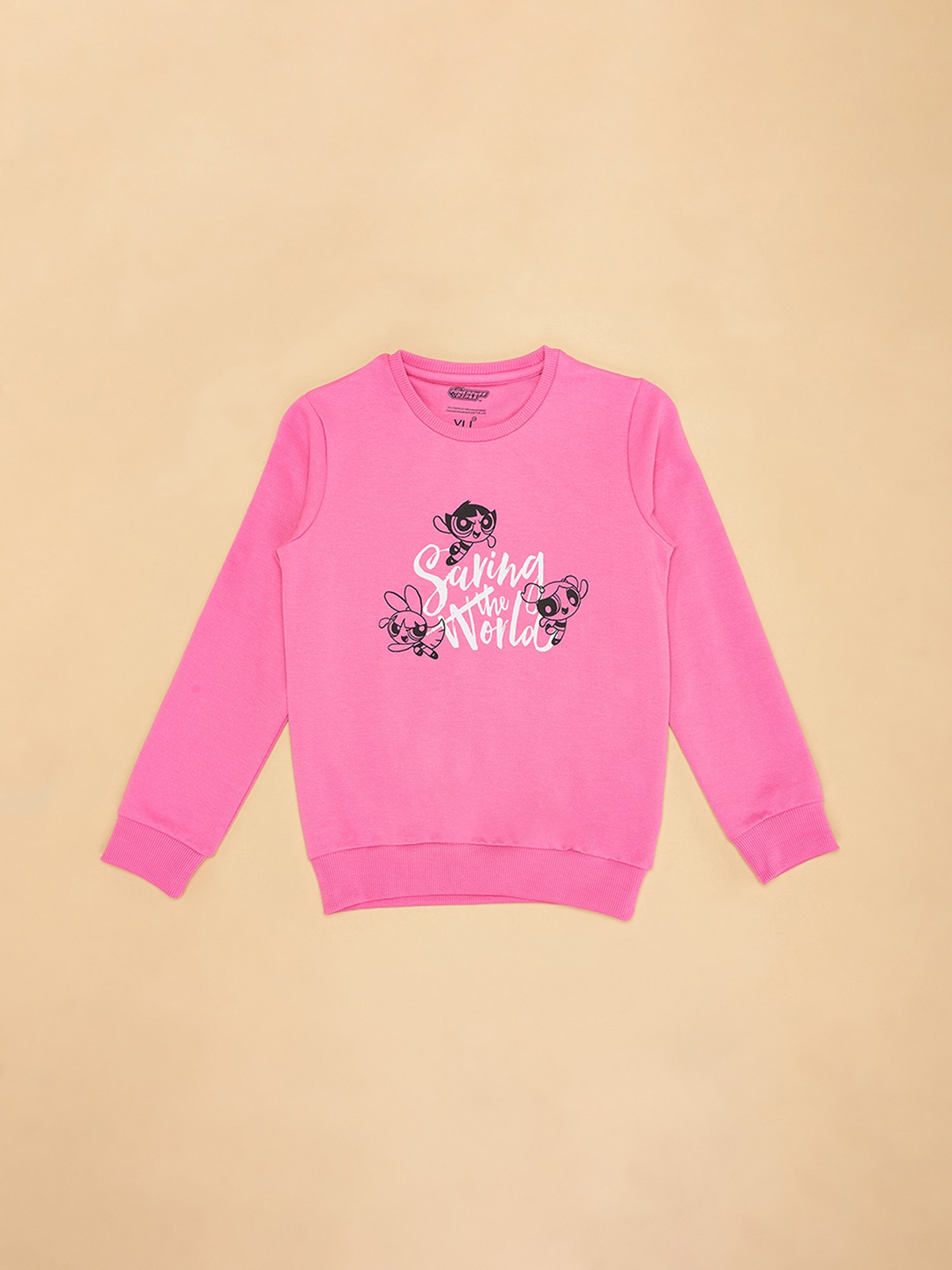YU by Pantaloons Kids Pink Printed Full Sleeves Sweatshirt