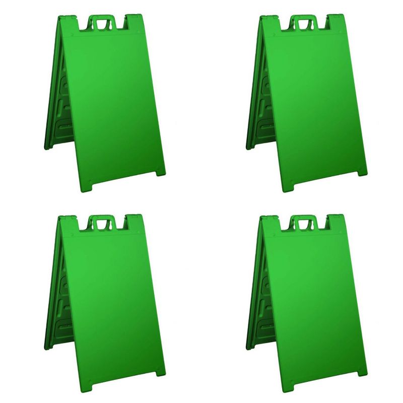 Plasticade Signicade Portable Folding Sidewalk Double Sided Sign, Green (4 Pack)