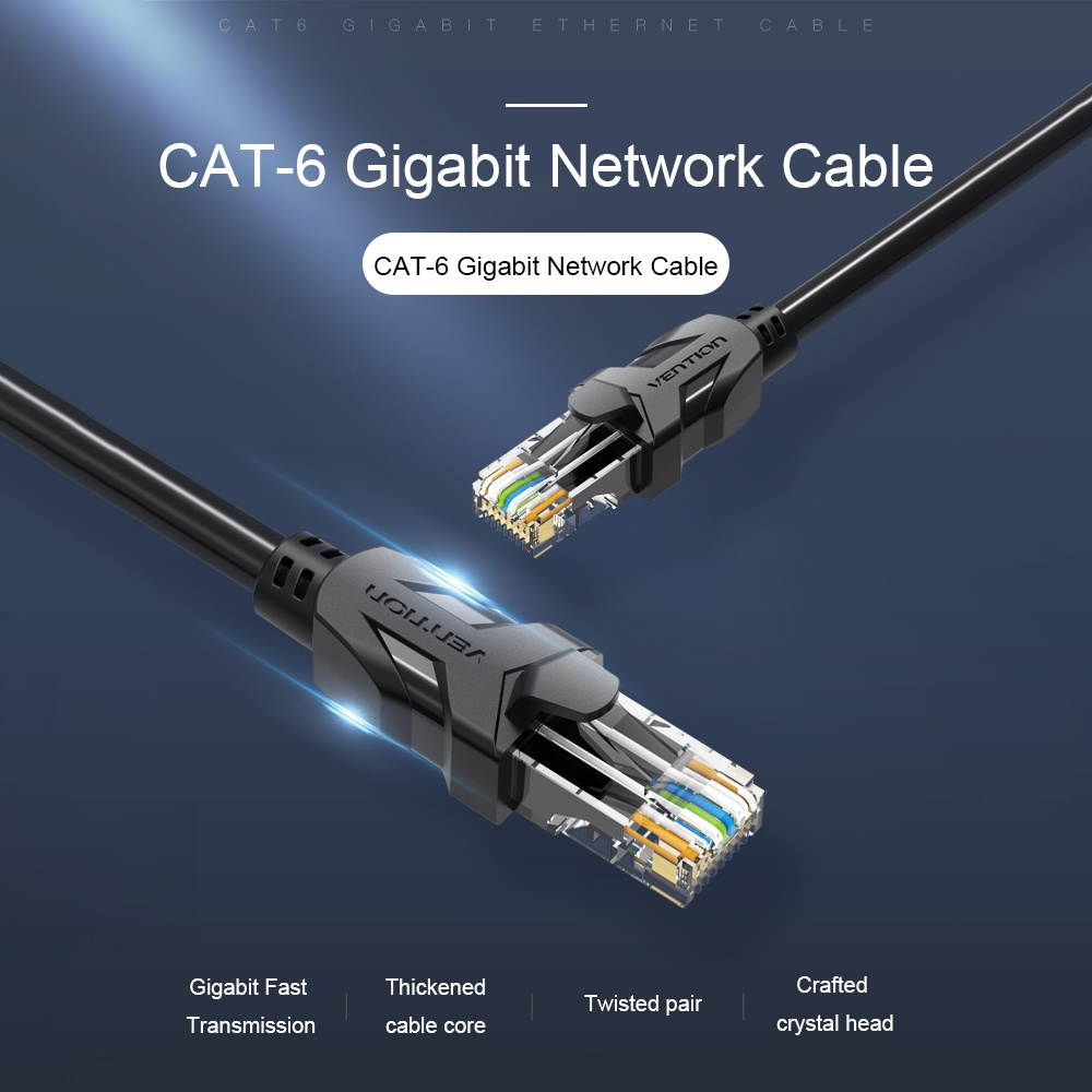 VENTION Cat 6 Ethernet Cable Gigabit Fast Speed Flat Network Cable RJ45 LAN Cable for Home Business 3m/9.84ft