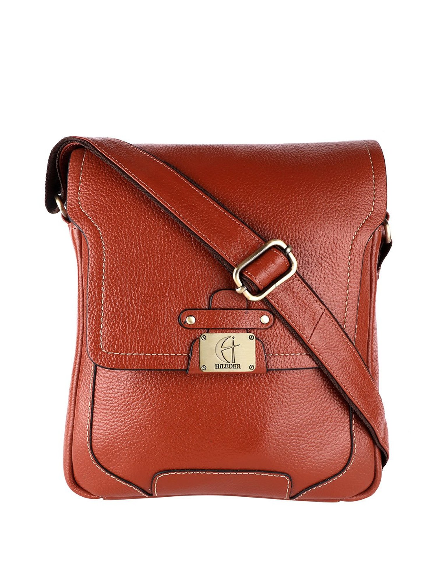 HiLEDER Tan Solid Medium Cross Body Bag