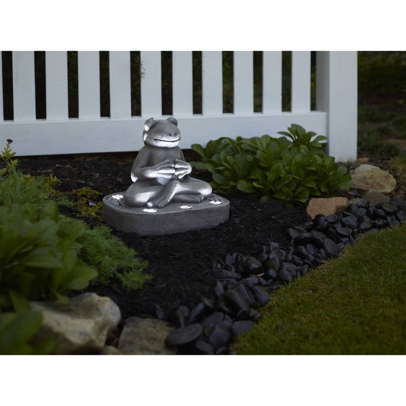 15" LED Solar Zen Frog Statue Gray - Smart Solar