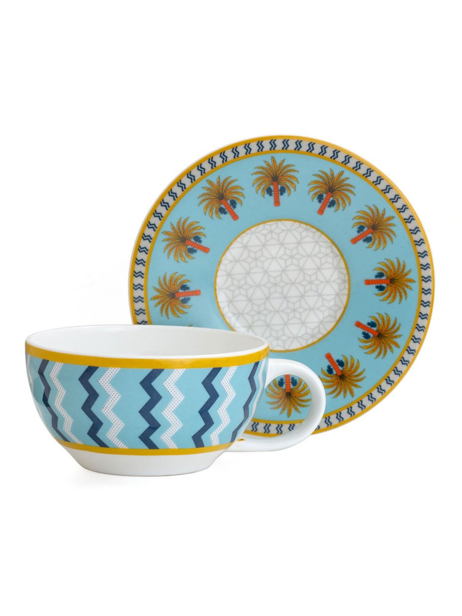 India Circus Fine Ceramic Kettle Set (1 Tea Pot +1 Cup +1 Saucer) Tea Pot 450ml, Cup 260ml