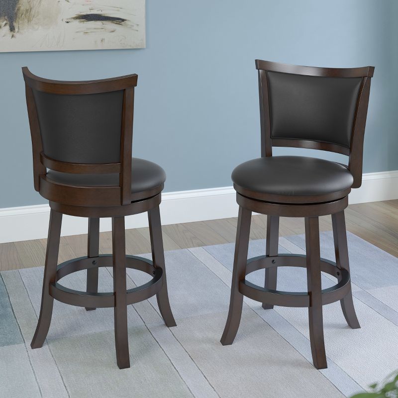 Set of 2 Counter Height Barstools Black Brown - CorLiving