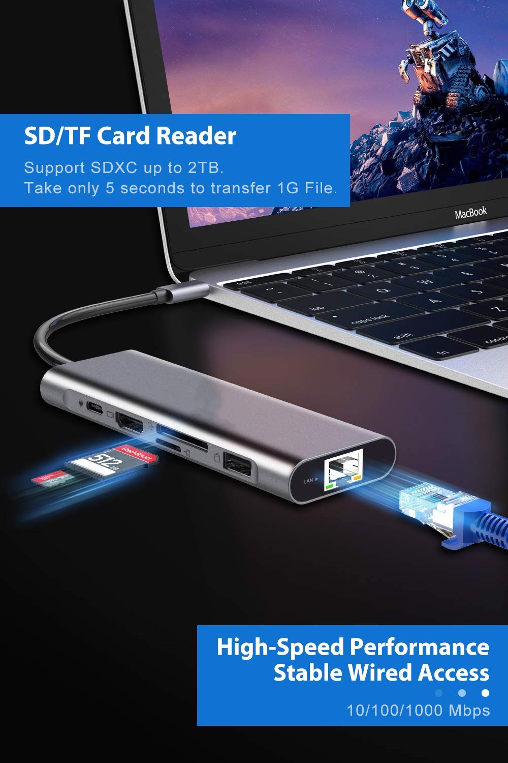 USB C Hub Triple Display 11 in 1 USB C Adapter Docking Station Dual 4K HDMI+VGA 4 USB Ports 100W Power Delivery Ethernet Port SD/TF Card Compatible for MacBook ChromeBook MateBook