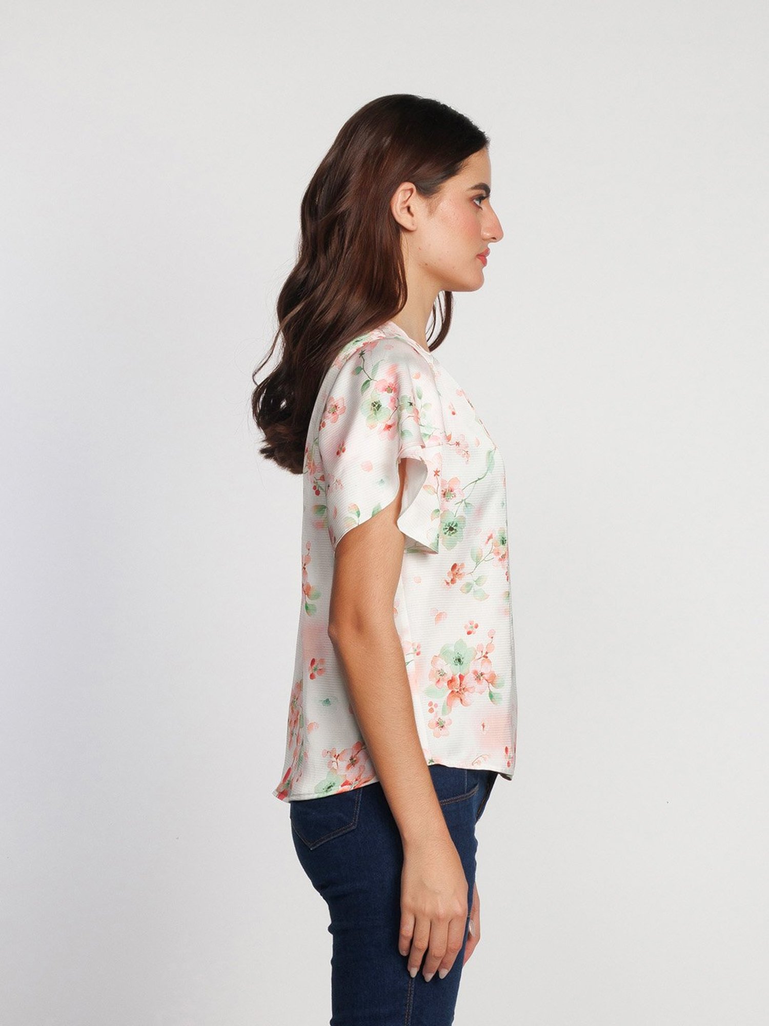 Zink London White Floral Print Top