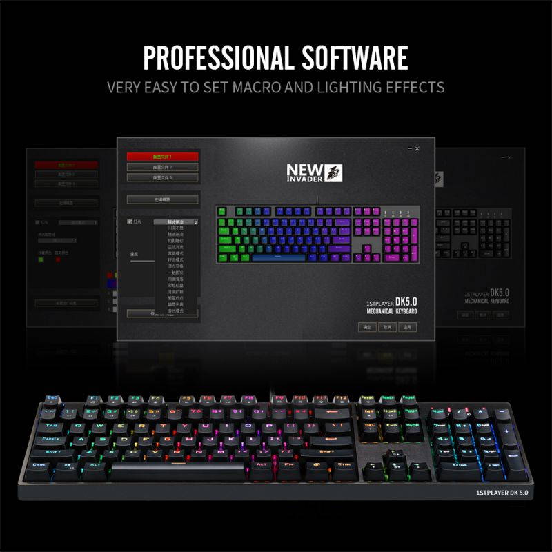 1STPLAYER RGB Gaming Mechanical USB Wired Keyboard DK5.0 Blue Switch Ergonomic 104 Keys NKRO Full Size Customizable Backlight LED Computer Laptop Keyboard for Windows PC Gamers (White)
