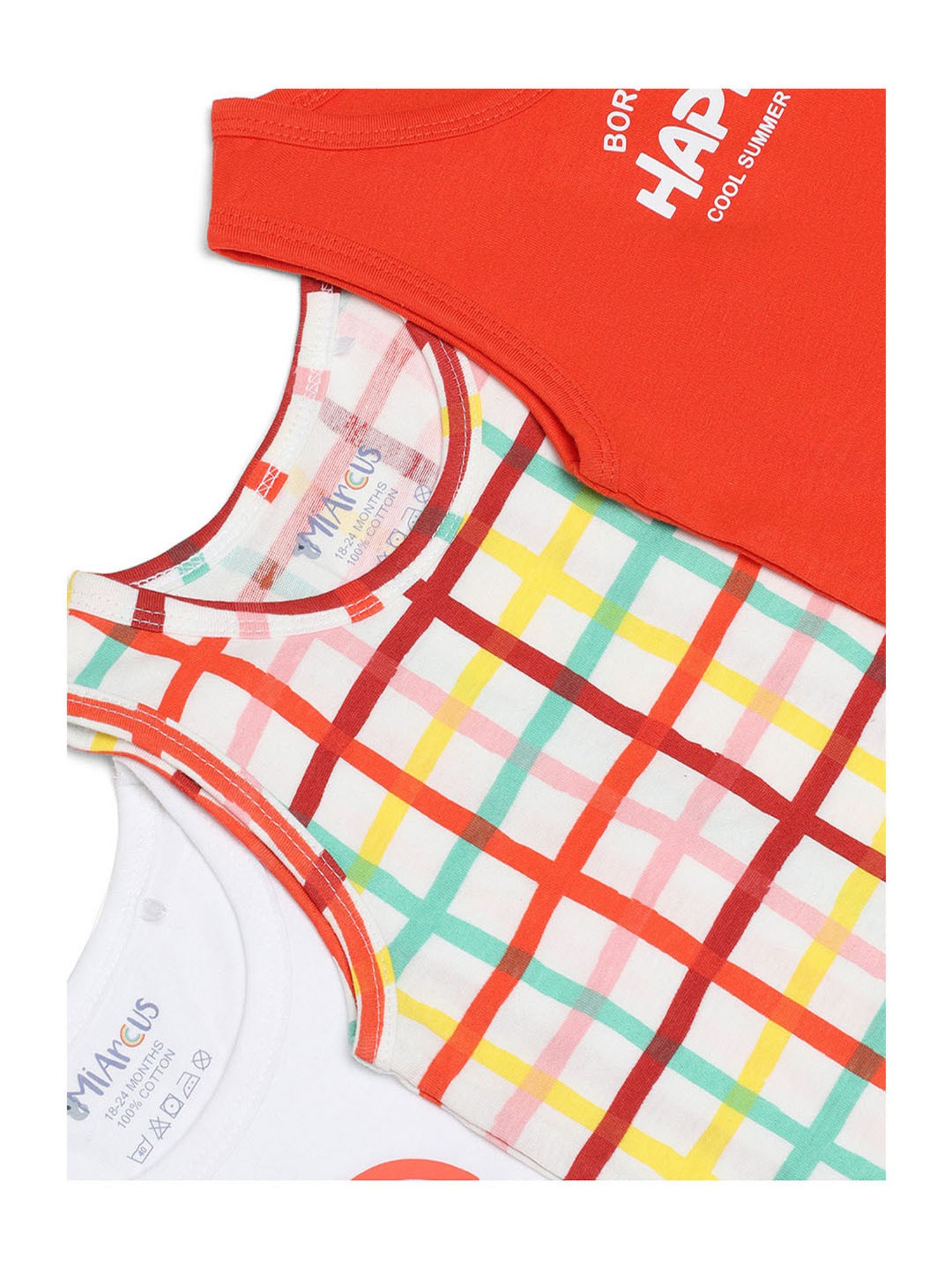 MiArcus Kids White & Red Printed Vest( Pack Of 3)