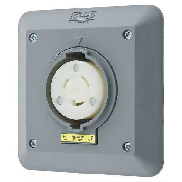 Hubbell Wiring Device-Kellems Locking Receptacle,Industrial,20,Gray HBL2310SR2