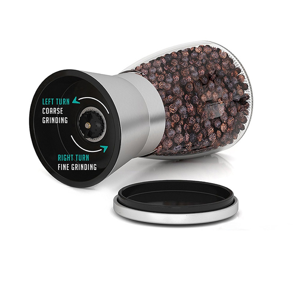 3pcs Stainless Steel Pepper Salt Grinder Manual Pepper Mill Glass Bottle Pepper Mill Cruet (Silver)