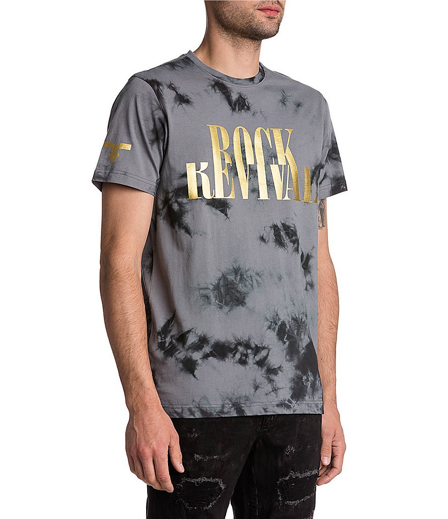 Rock Revival Short-Sleeve Grey Tie-Dyed Print T-Shirt