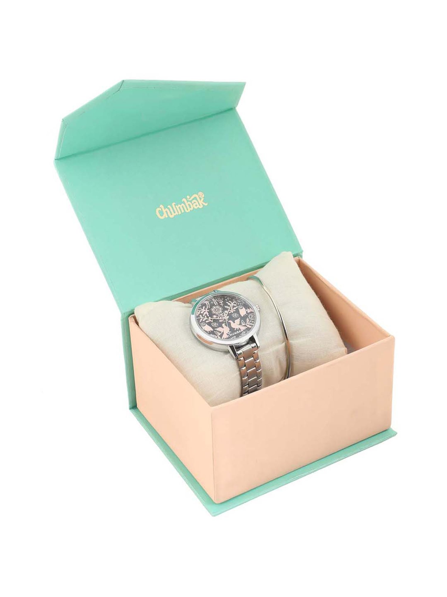 Chumbak QK2 Floral Birds Analog Watch for Women with Bracelet Set Combo