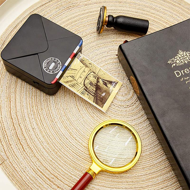 Mini Pocket Printer, 300dpi Bluetooth Thermal Printer Portable Sticker Printer Compatible with iOS + Android for Journal Planner, Reading Note, DIY, Crafts