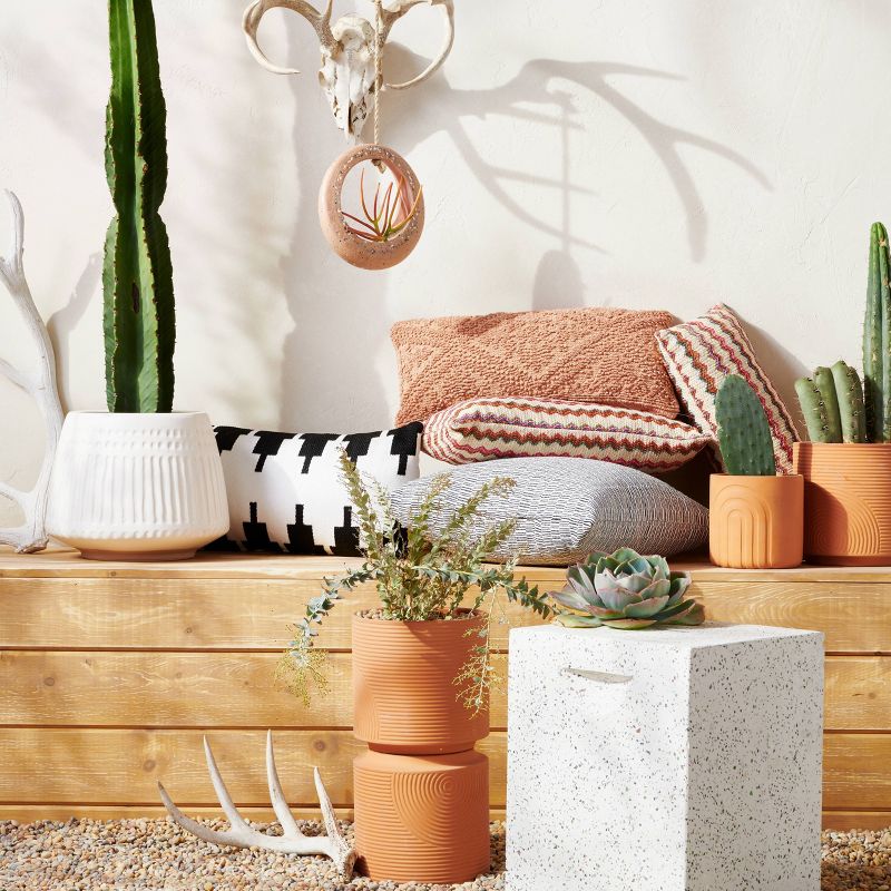 Sullivans Set of 2 Hanging Planters 26"H & 23"H Silver