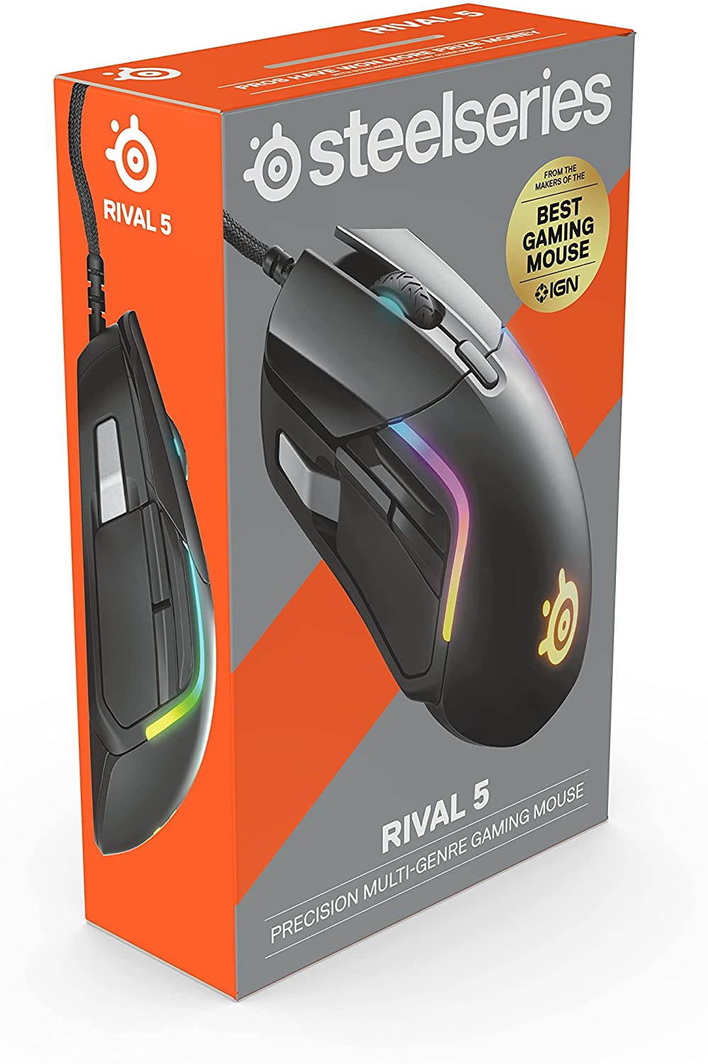SteelSeries Rival 5 Gaming Mouse with PrismSync RGB Lighting and 9 Programmable Buttons &ndash; FPS, MOBA, MMO, Battle Royale &ndash; 18,000 CPI TrueMove Air Optical Sensor - Black