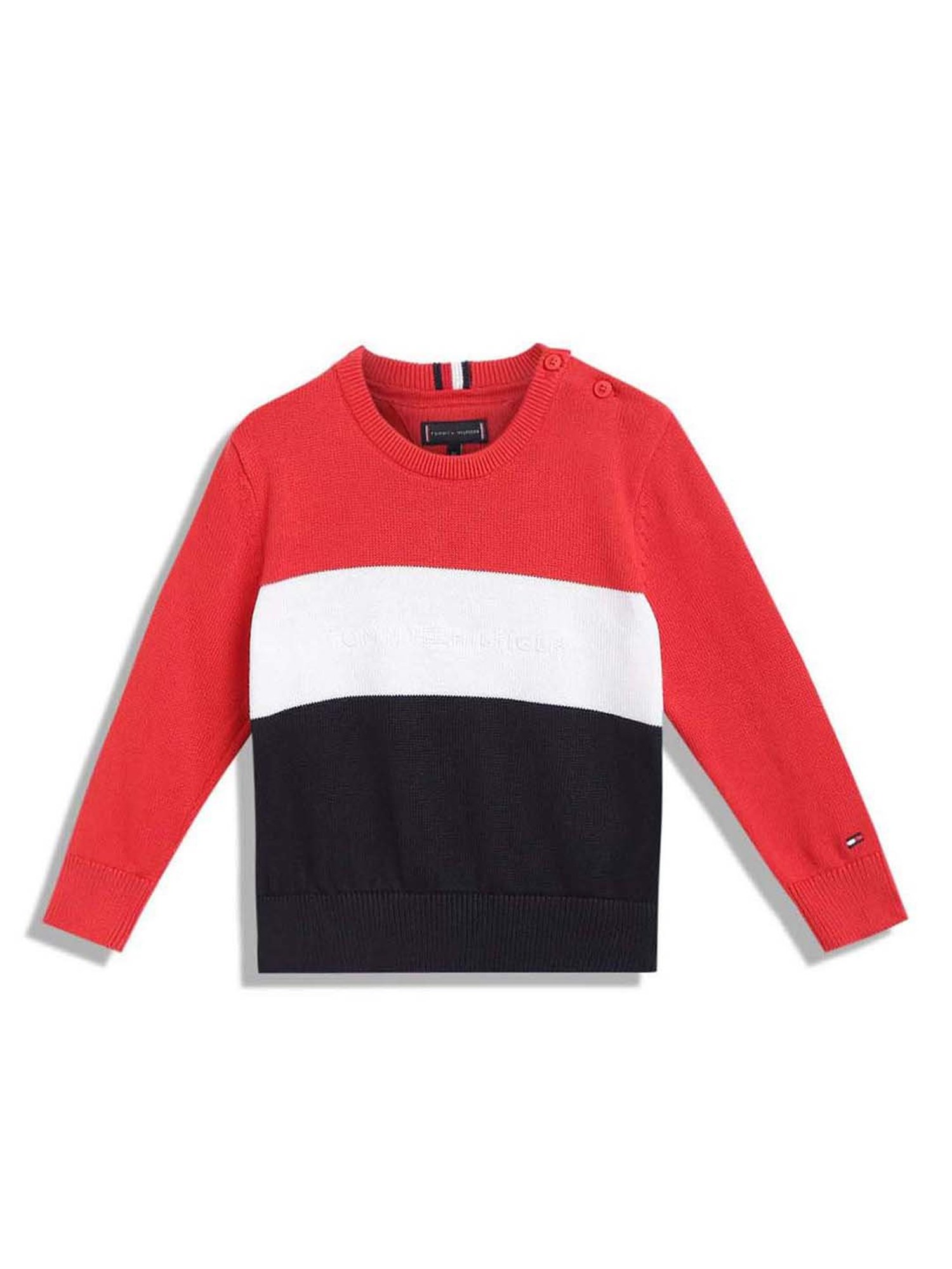 Tommy Hilfiger Kids Multicolor Color Block Full Sleeves Sweater