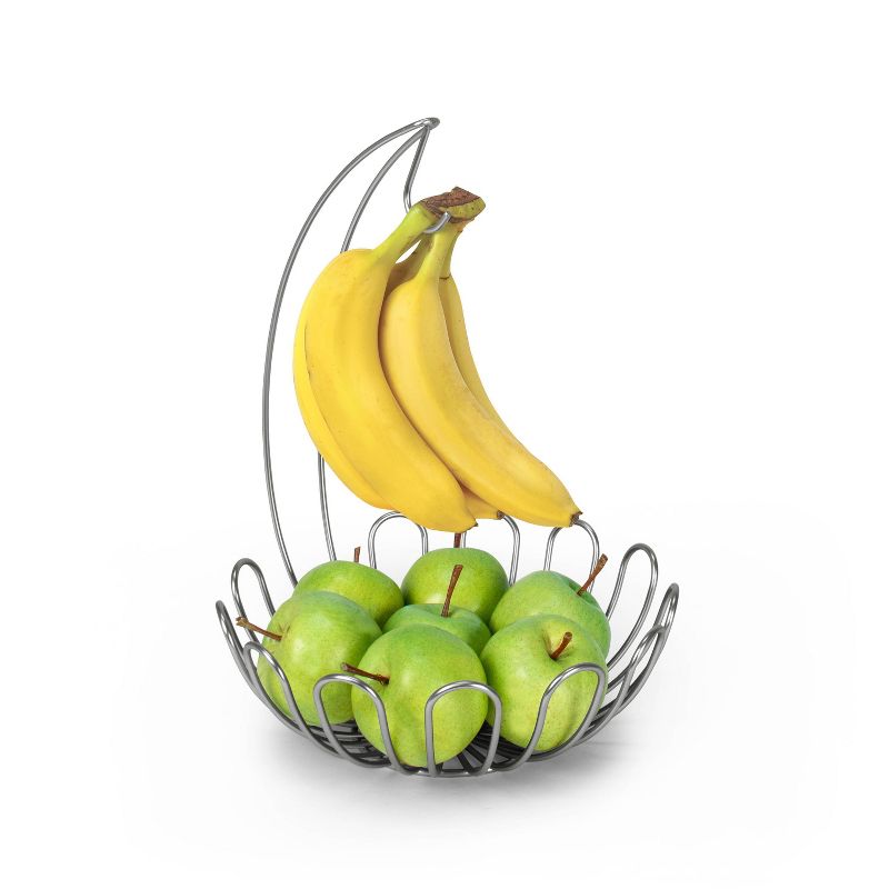 Spectrum Bloom Arched 2-Tier Steel Fruit Server - Satin Nickel