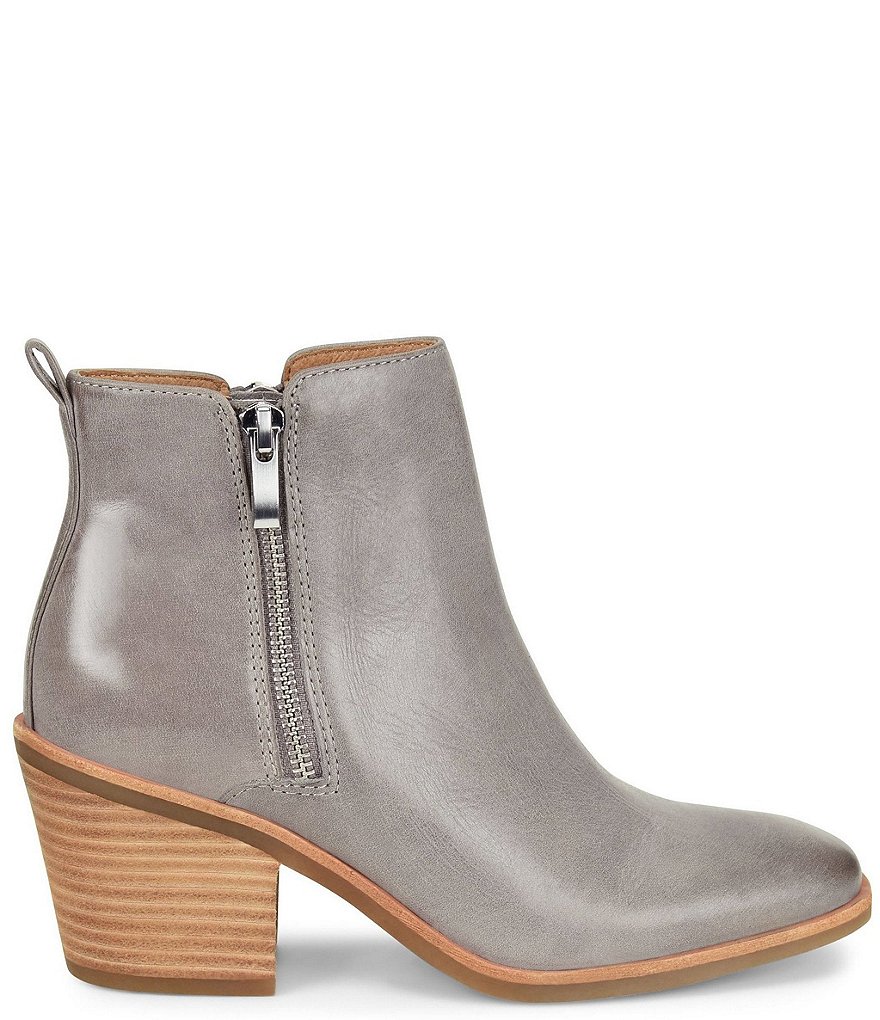Sofft Canelli Leather Double Zipper Block Heel Booties