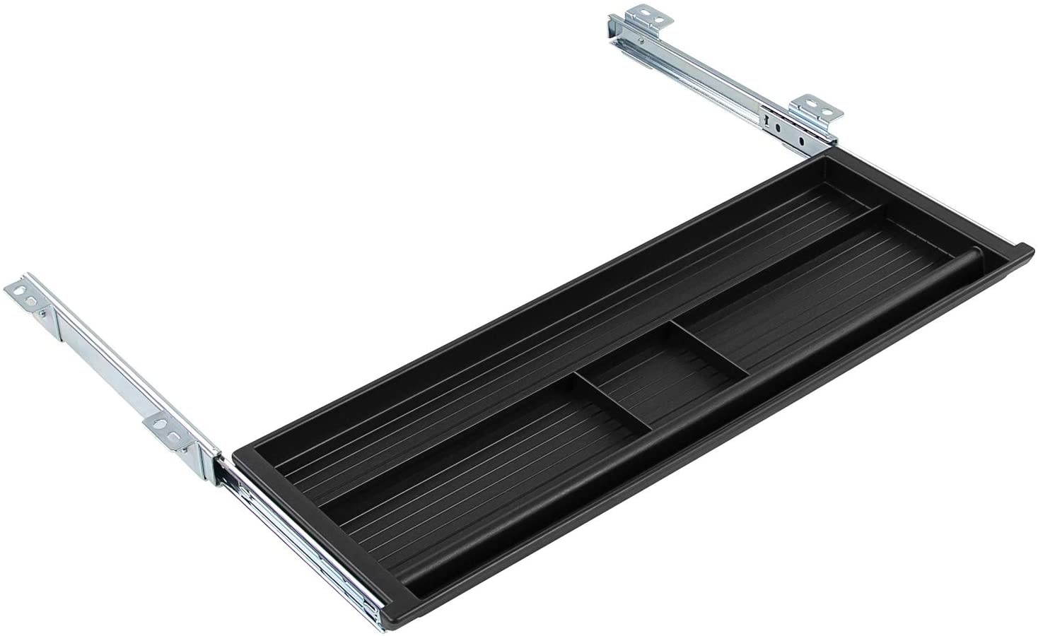 Under Desk Pencil Drawer - Slide Out Under Desk Tray for Storage of Pen, Pencil and Other Office Essentials, 21.2 Inch Wide, Black