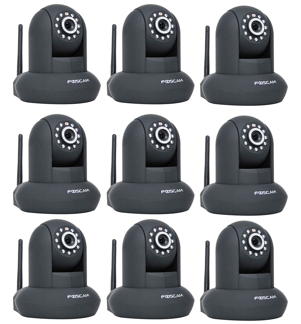 Foscam FI9821W V2 Wireless Indoor 1MP, IP Camera (Black, 720P, H.264) 9 Pack