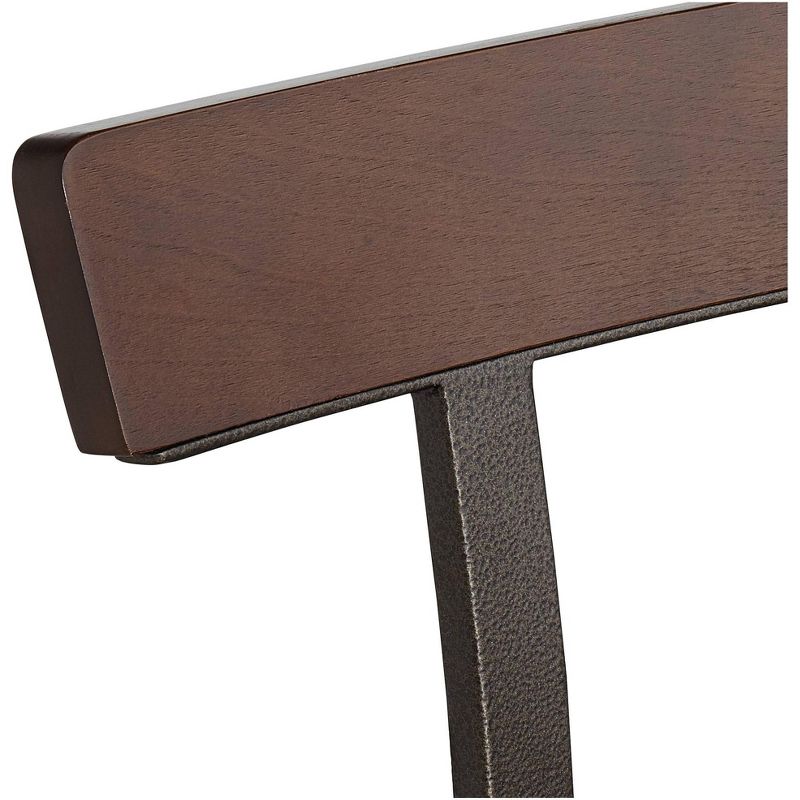 Elm Lane Roark Dark Wood and Bronze Adjustable Swivel Barstool