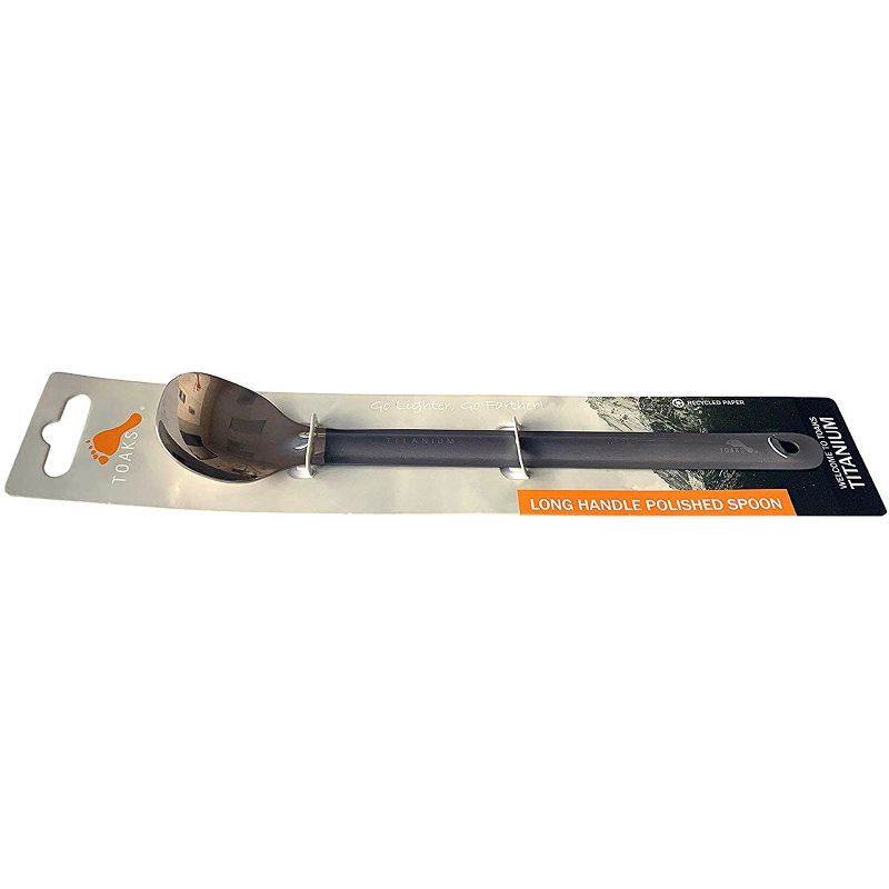 TOAKS Ultralight Long Handled Titanium Camping Spoon with Polished Head