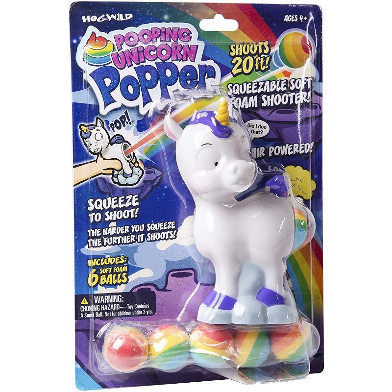 Hog Wild Pooping Unicorn Popper Toy, Shoots Foam Balls!