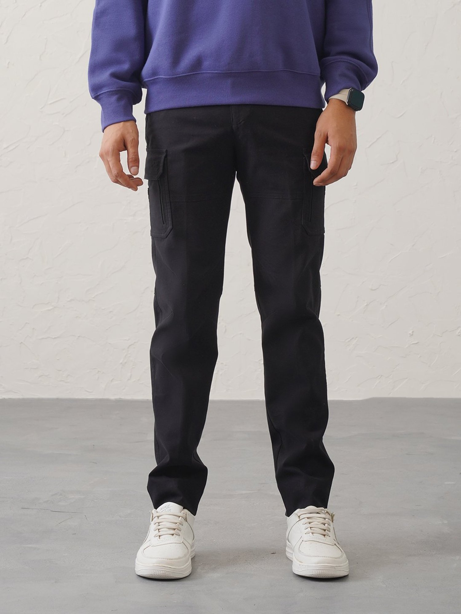MinusOne Black Regular Fit Cargos