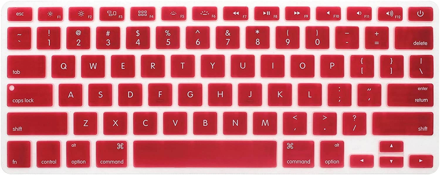 HRH Silicone Keyboard Cover Skin for MacBook Air 13,MacBook Pro 13/15/17 (with or w/Out Retina Display, 2015 or Older Version)&Older iMac USA Layout,Red Wine