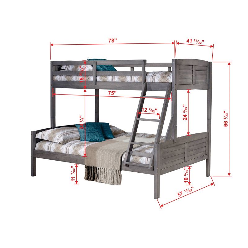 Twin/Full Louver Bunk Bed Antique Gray - Donco Kids