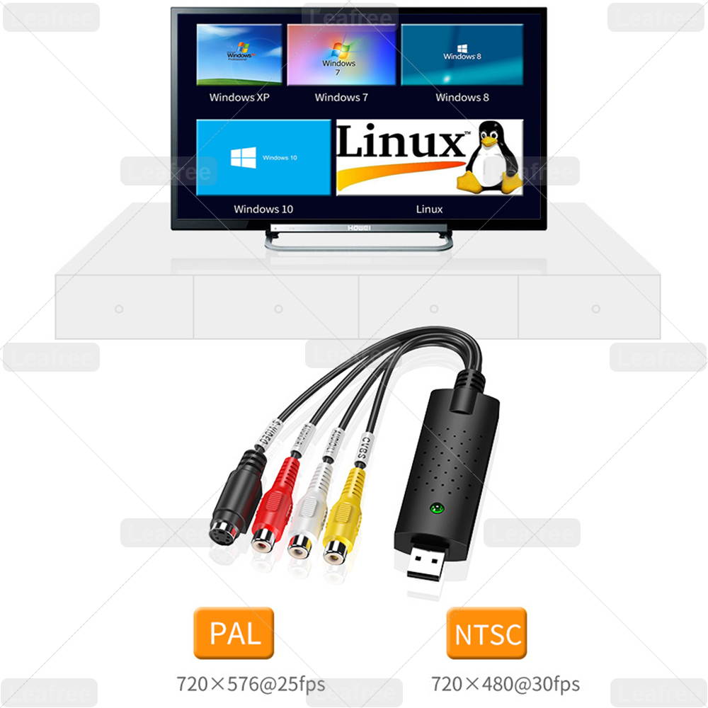 Video Audio Capture Card USB 2.0 Device Adapter VHS VCR TV to DVD Converter Support Win 2000/ Xp/ Win Vista/ Windows 7/8/10 Video Audio USB Video Capture Card