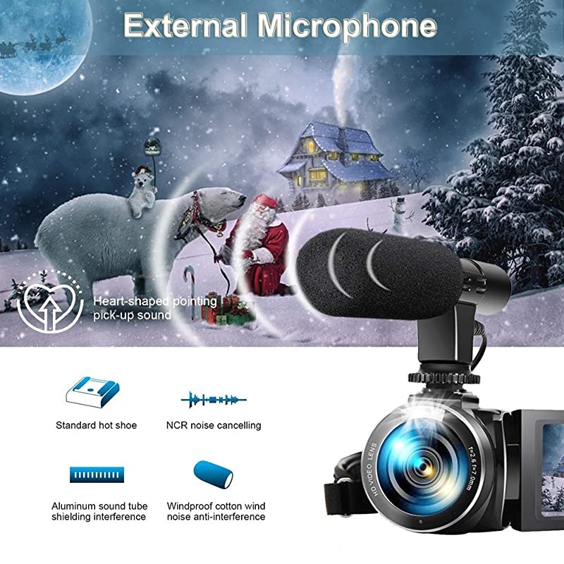 Camera 4K Camcorder Vlogging Camera Recorder with Microphone 30MP 3" LCD Webcam Function Touch Screen 18X Digital Zoom YouTube Camera with Remote Control